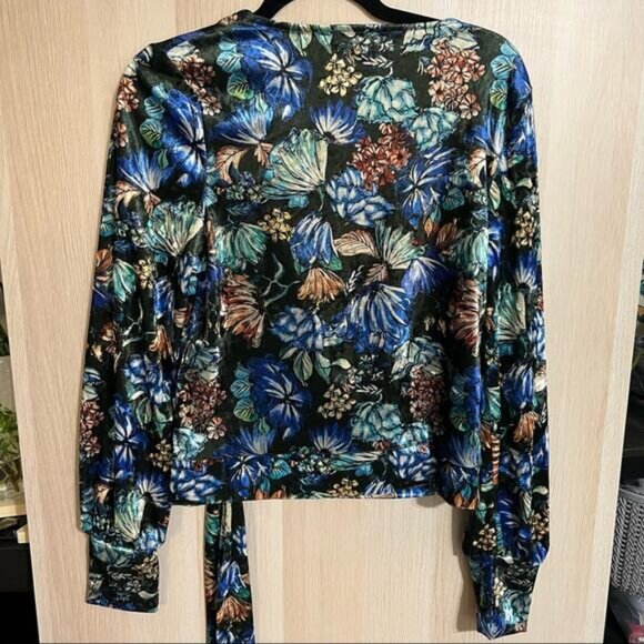 Zara Floral Velvet Wrap Top - Picture 3 of 5